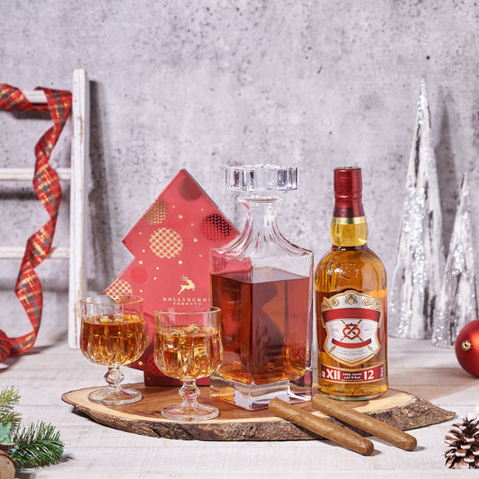 Whiskey & Chocolate Holiday Gift Set, liquor gift basket. liquor gift, liquor, christmas gift basket, christmas gift, christmas, holiday gift basket, holiday gift, holiday 