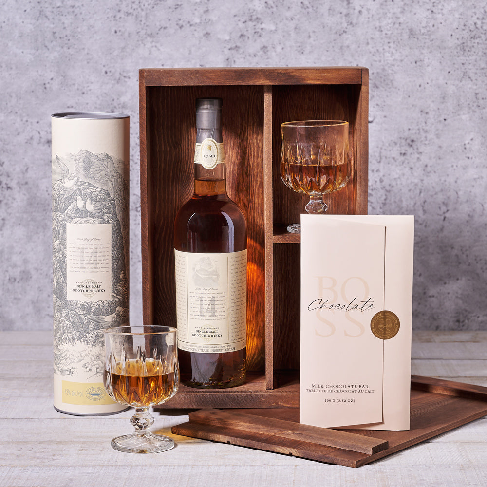 Liquor Presentation Box with Snifter Glasses – how the gift is presented