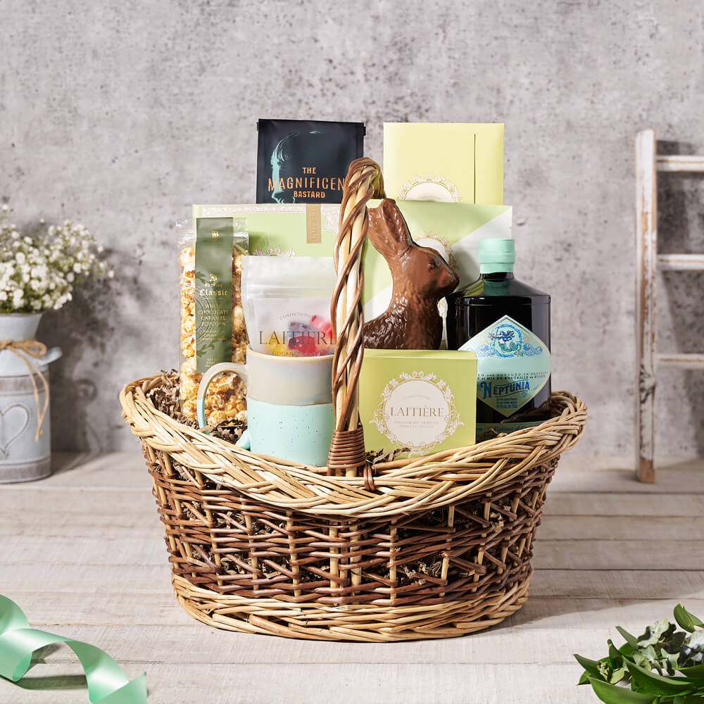 Easter Wicker Liquor Basket – how the gift is presented