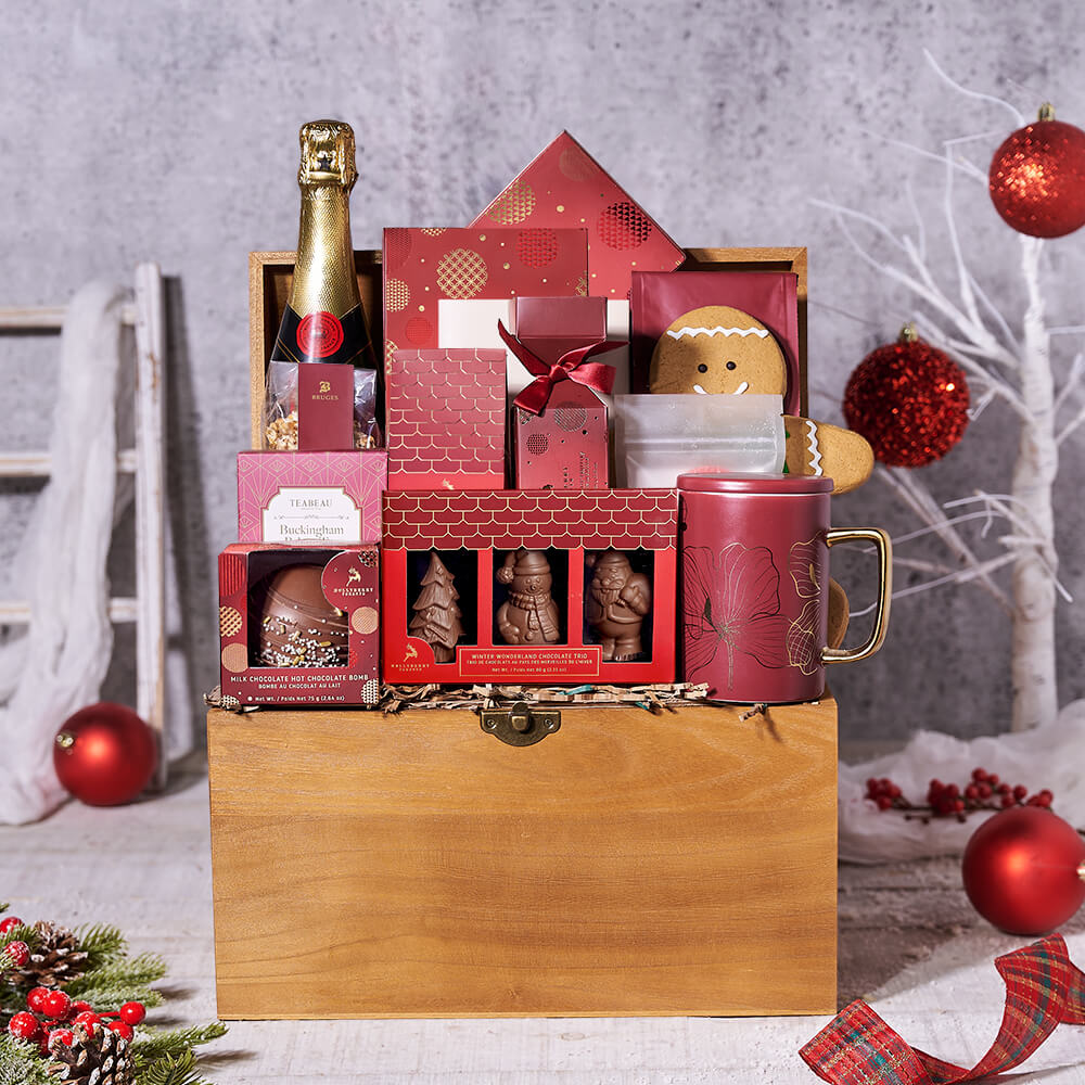 Royal Bubbly Holiday Gift Chest, christmas gift, christmas, holiday gift, holiday, champagne gift, champagne, sparkling wine gift, sparkling wine, gourmet gift, gourmet