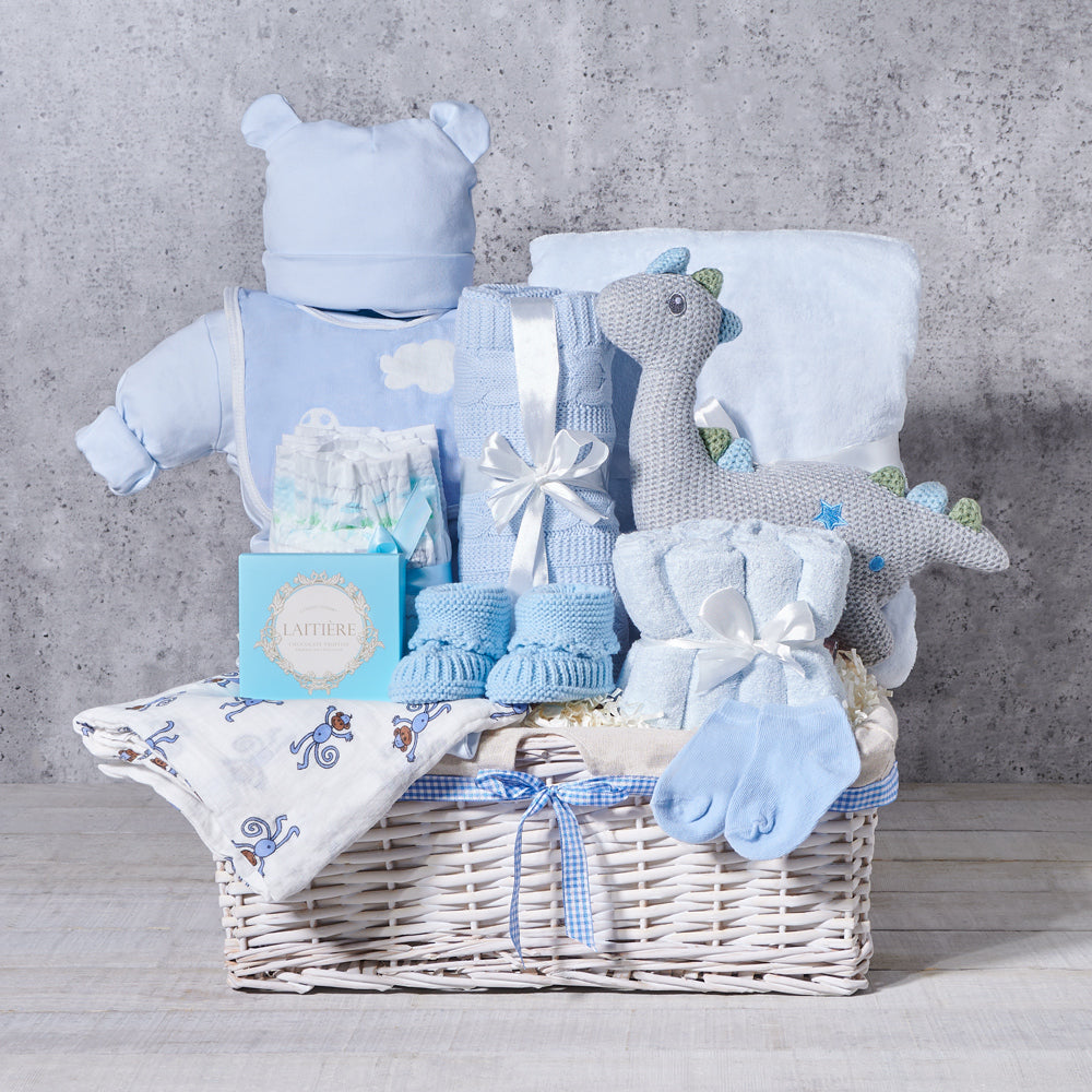 Baby Essentials Wicker Gift Basket – how the gift is presented