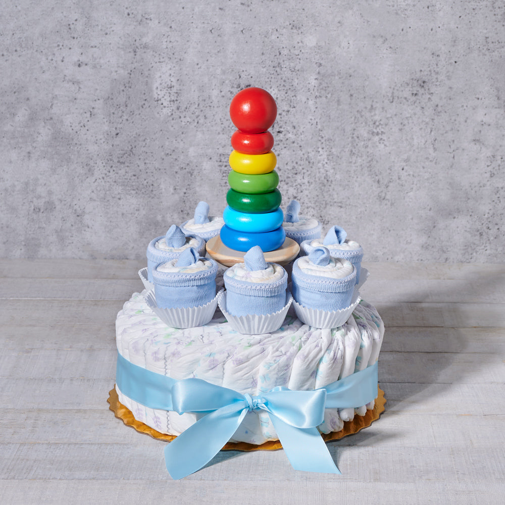 Baby Gift Set with Rainbow Stacker – how the gift is presented