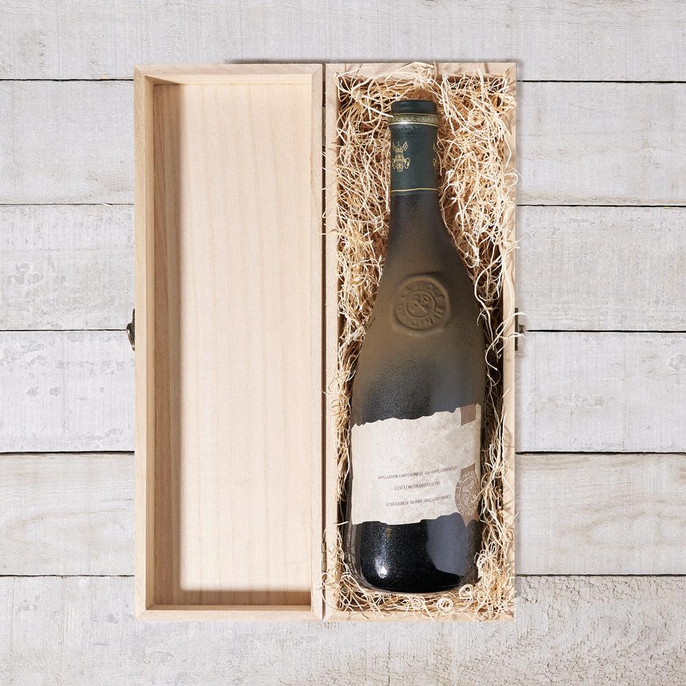Pine Box Wine Gift Basket – how the gift is presented