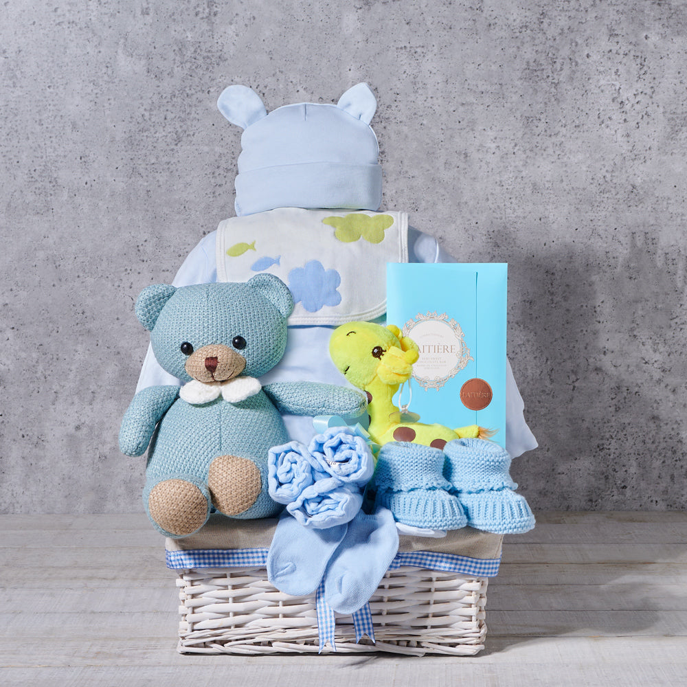 Baby Boy Chocolate Gift Basket – how the gift is presented