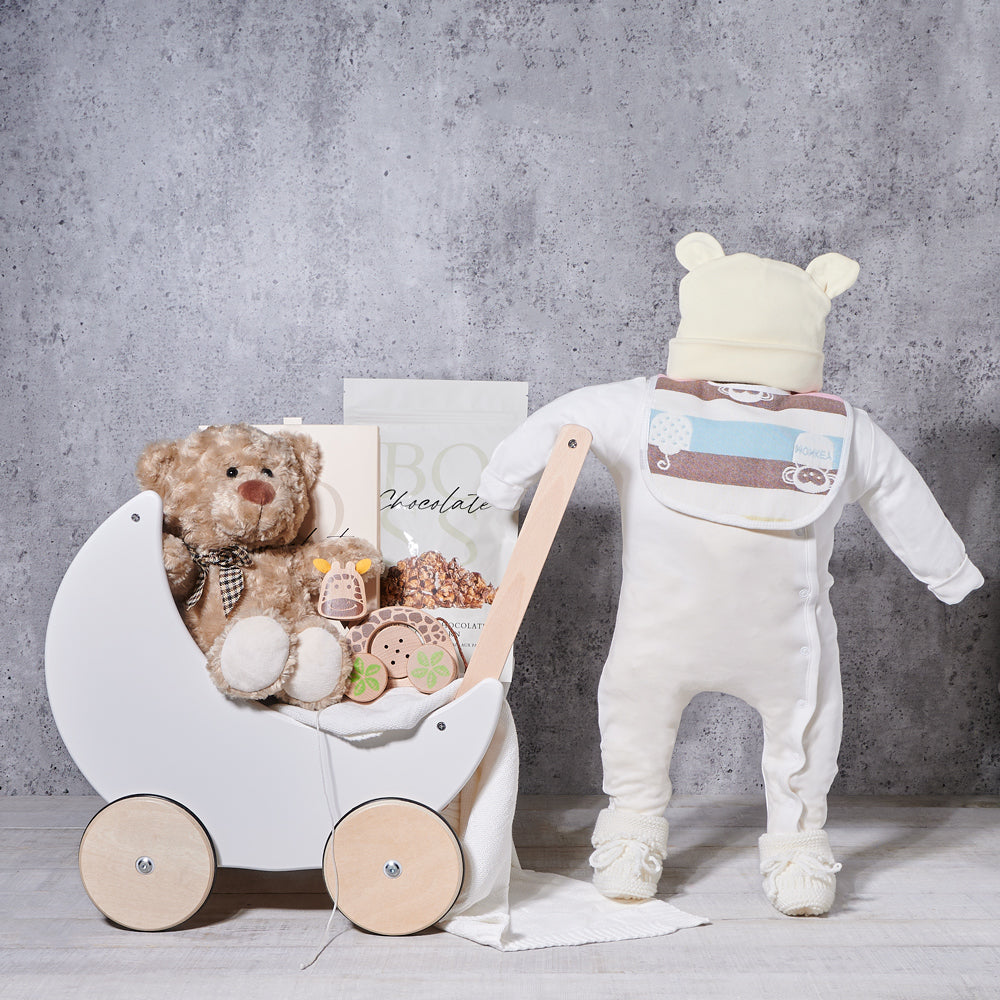 Baby Wooden Walker Gift Basket – how the gift is presented