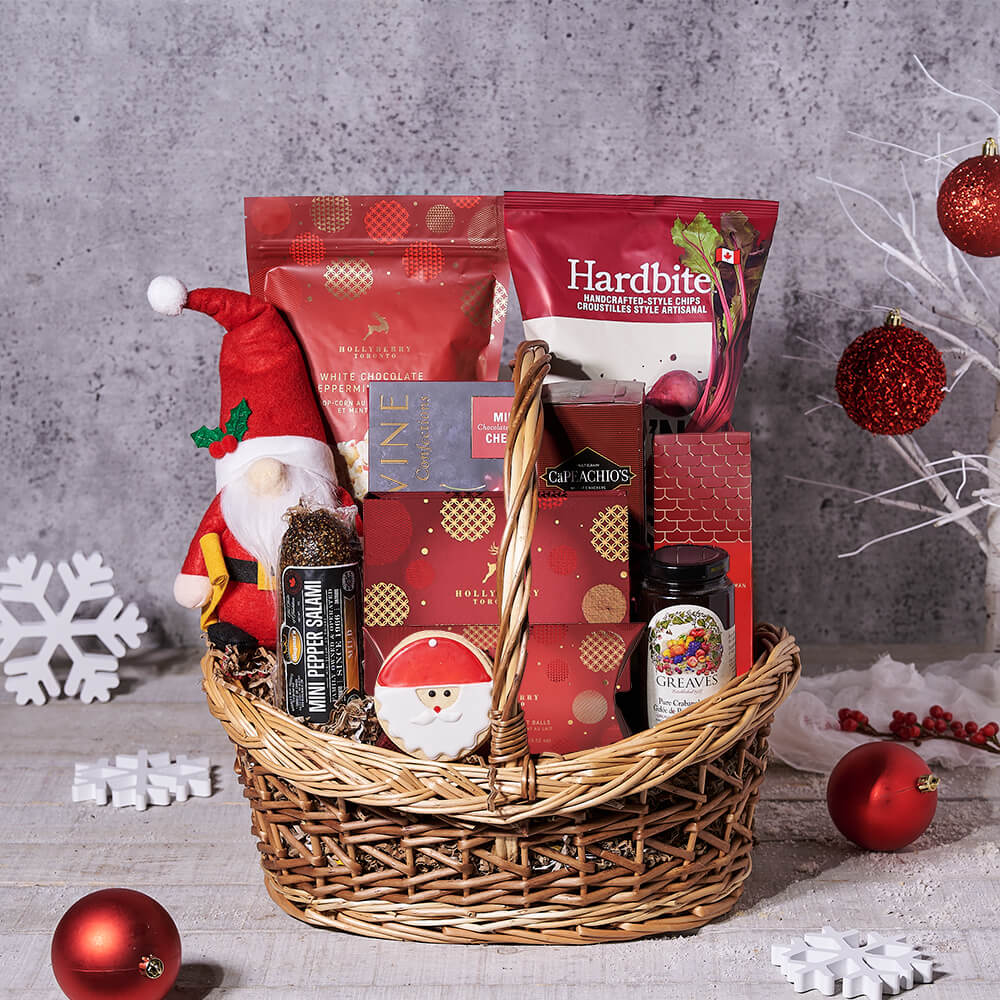 Christmas Plush Santa and Snack Basket – how the gift is presented