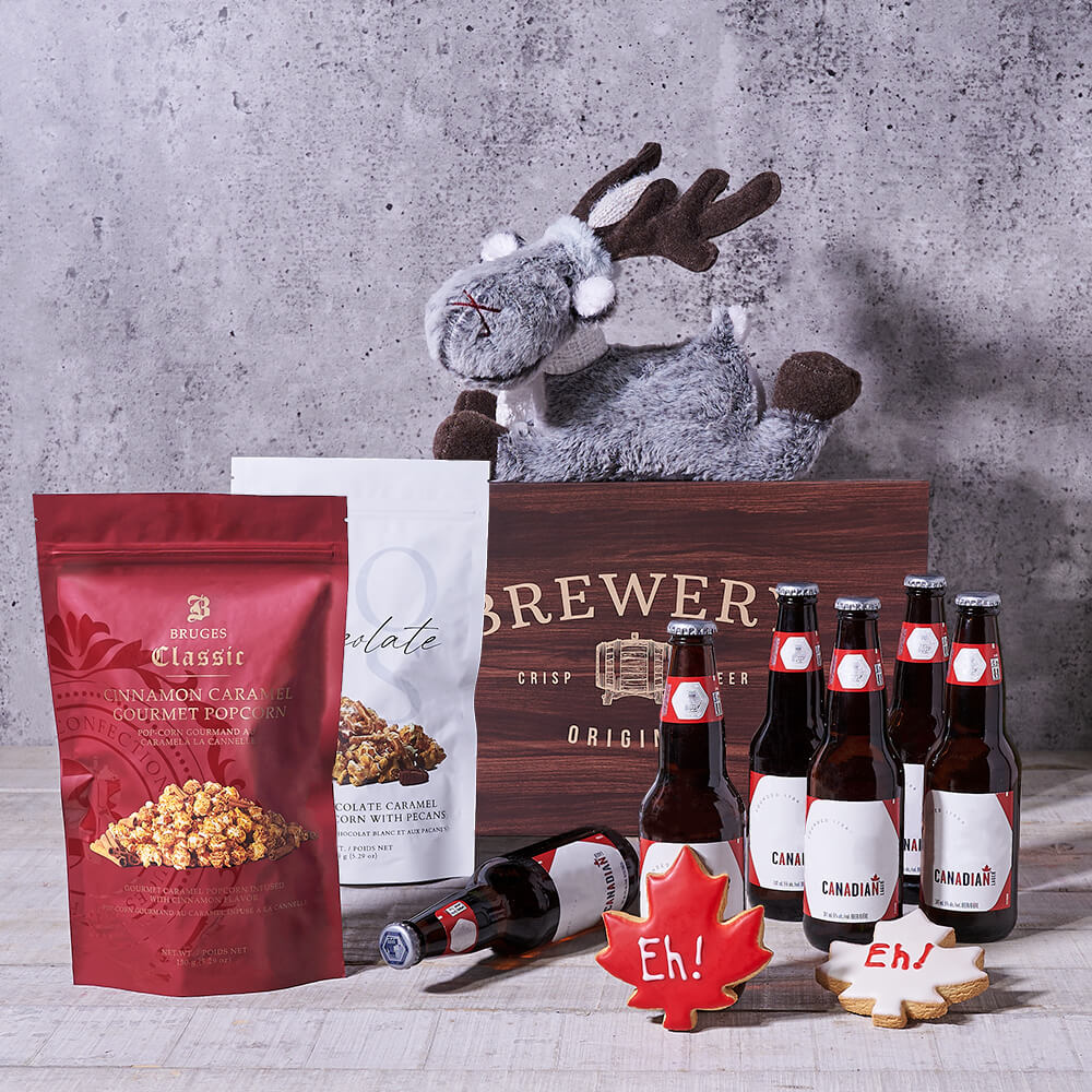 Canada Day Beer and Cookies Basket – how the gift is presented