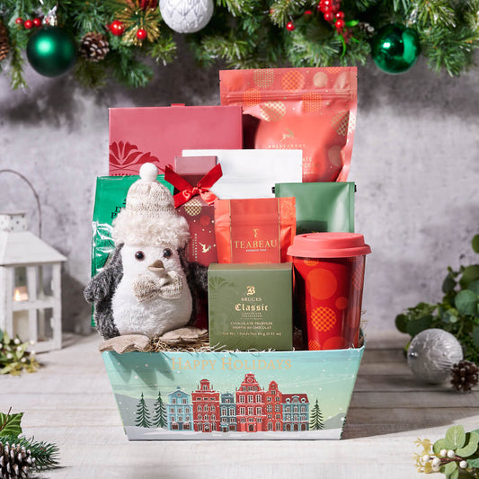 The Christmas Morning Coffee Gift Basket, christmas gift, christmas, holiday gift, holiday, gourmet gift, gourmet, plush gift, plush, coffee gift