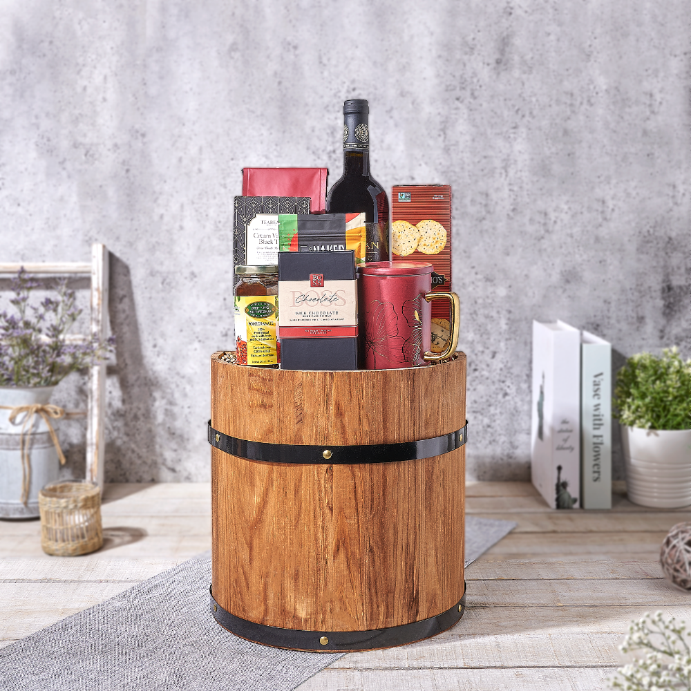 Passover Kosher Wine Gift Barrel – how the gift is presented