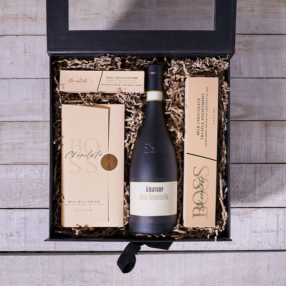 Black Window Wine and Chocolate Box – how the gift is presented