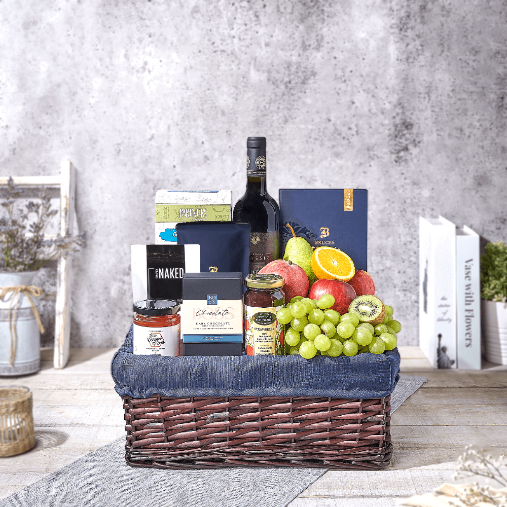 Kosher Wine Snack Gift Basket, USA – how the gift is presented