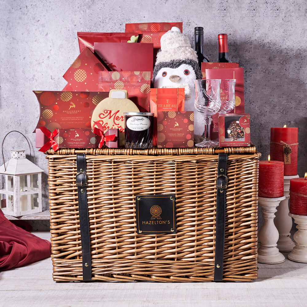 Two-Bottle Festive Wine Basket – how the gift is presented