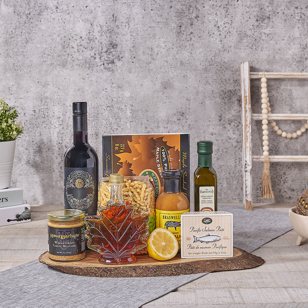 Pacific Salmon with Wine Basket – how the gift is presented
