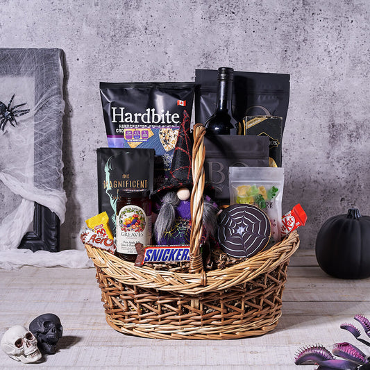 Wine & Sweet Treat Halloween Gift Basket, candy gift, candy, gourmet gift, gourmet, wine gift, wine, halloween gift, halloween, coffee gift, coffee Hazelton's 