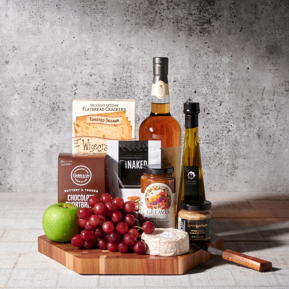 Liquor and Acacia Board Gift Basket – how the gift is presented
