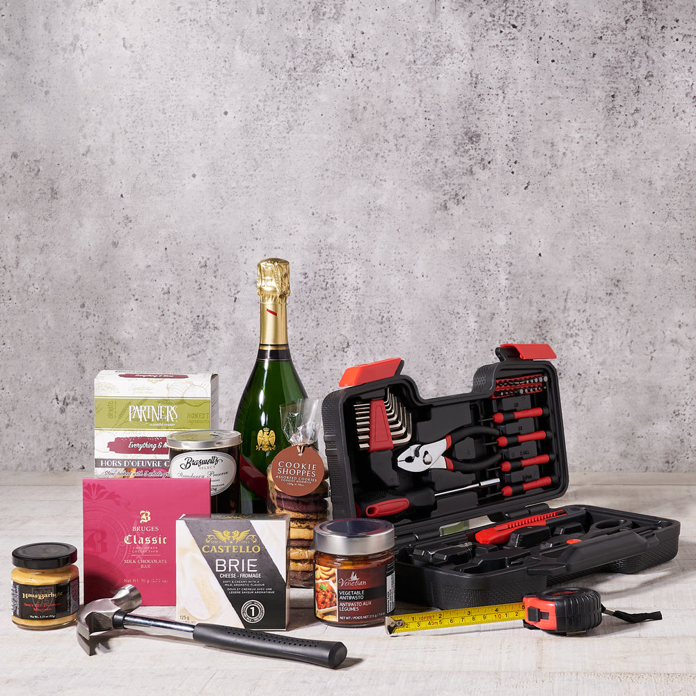 Sparkling Wine and Savory Snack Gift – how the gift is presented