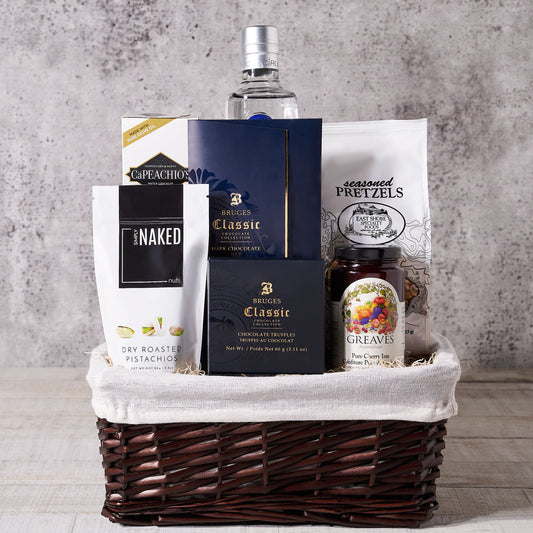 For a basket that brings good spirits, no matter the occasion, try The Good Spirits Gourmet Gift Basket 