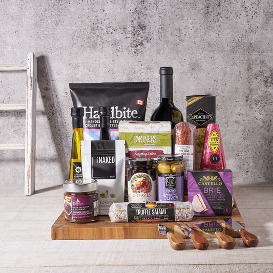 wine gift baskets, gift baskets, baskets, gourmet, salami, charcuterie 