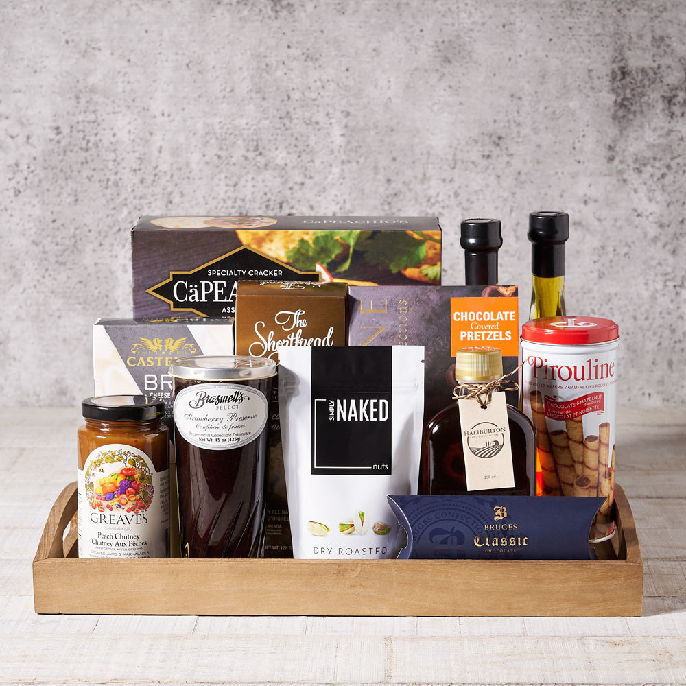 Brie Cheese and Chocolate Tray – how the gift is presented