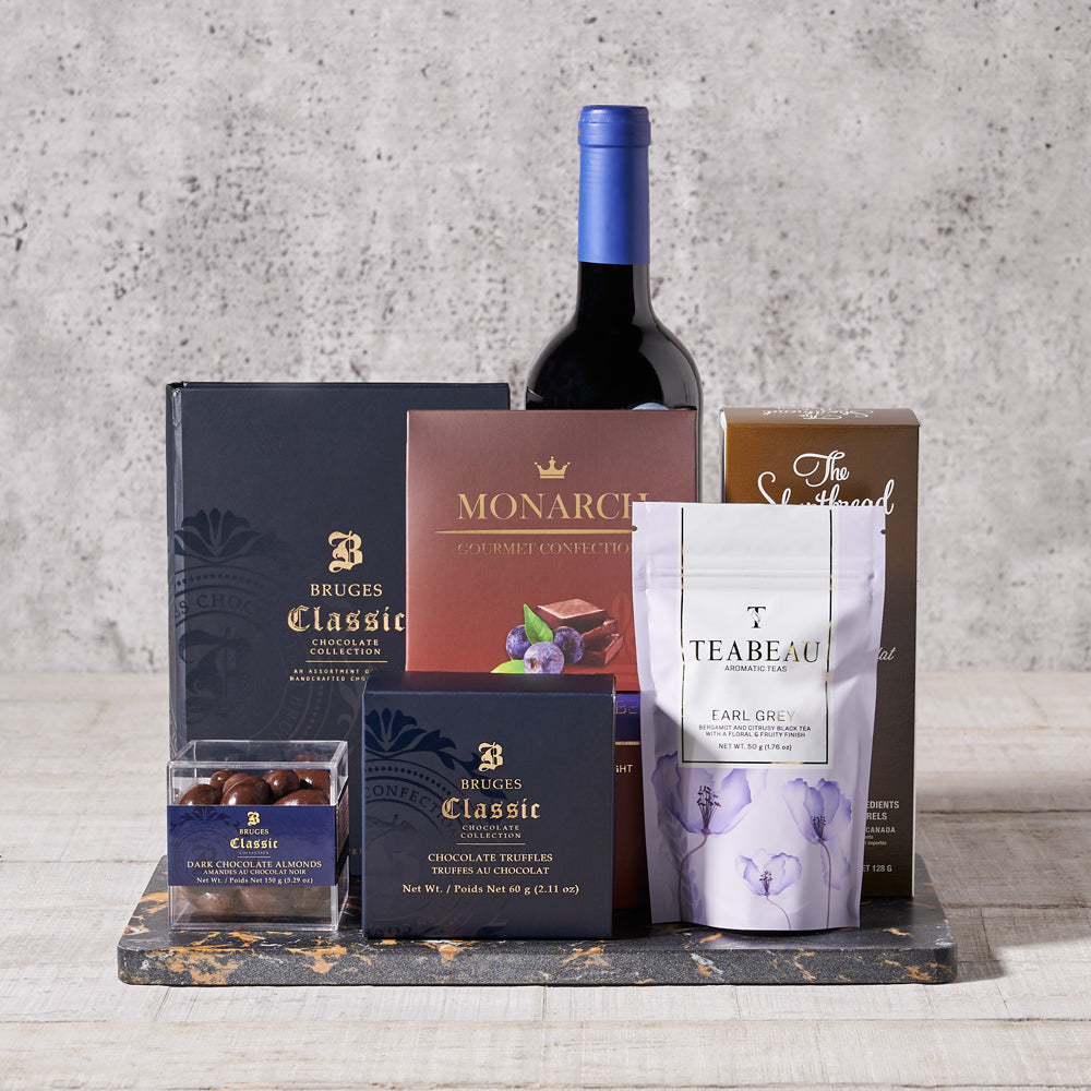 Rich & Smooth Gift Set with Wine, Wine Gift Baskets, Gourmet Gift Baskets
